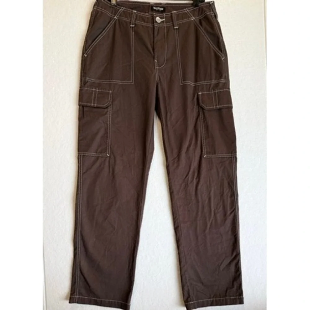 True Religion Bobby Baggy Cargo Pant Men 32 Brown Contrast Stitch 66592-00